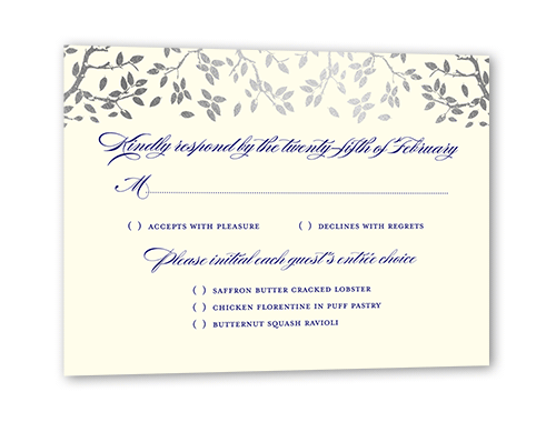 Enlightened Evening Wedding Response Card, Purple, Silver Foil, Matte, Pearl Shimmer Cardstock, Square