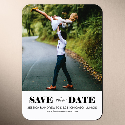 Clean Announcement Save The Date, White, Magnet, Matte