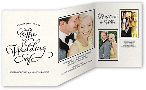 Lovely Beginning Wedding Invitation, White, Trifold, Pearl Shimmer Cardstock