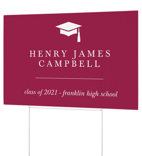 Modern Line Grad Yard Sign, Red