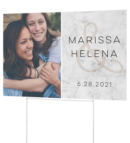 Marble Celebration Photo Yard Sign, Gray