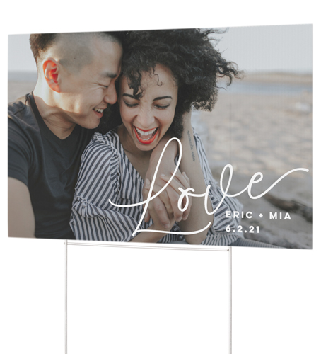 Simple Scripted Love Yard Sign, White