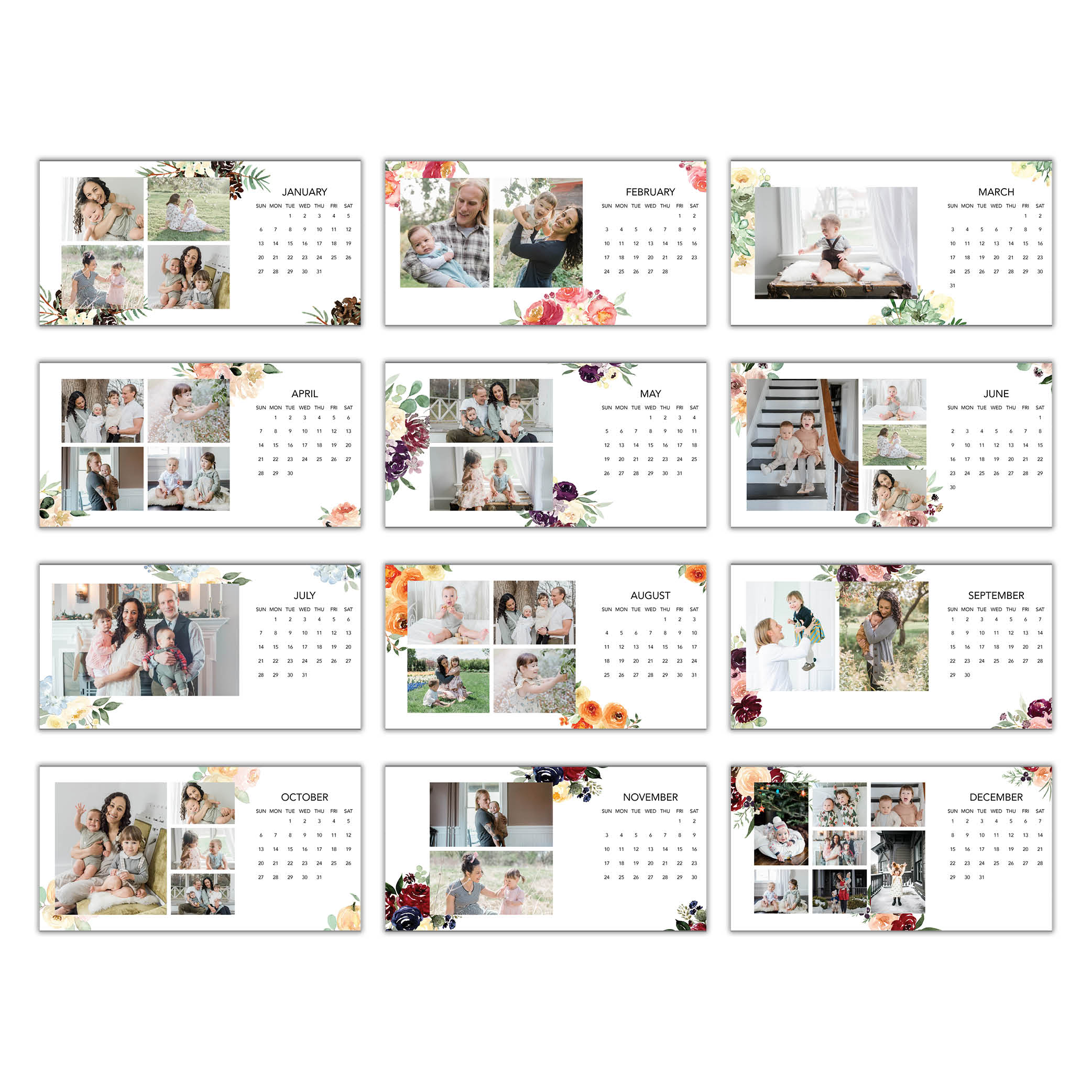 Seasonal Watercolor Florals by Kim Thoa Desk Calendar Shutterfly