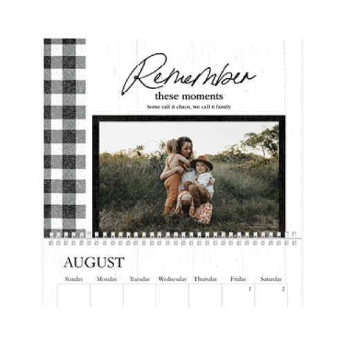 Black And White Rustic Calendar Wall Calendar, 8x11