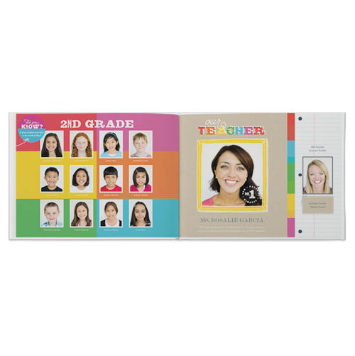 Grade School Yearbook Photo Book, 8x11, Professional Flush Mount Albums, Flush Mount Pages