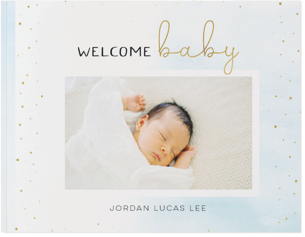 Watercolor Baby Boy Photo Book, 8x11, Soft Cover, Standard Pages