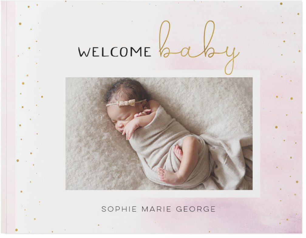 Watercolor Baby Girl Photo Book, 8x11, Soft Cover, Standard Pages