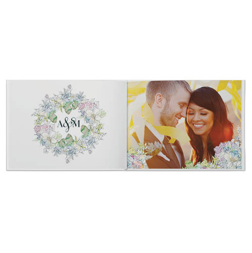 Watercolor Wedding Photo Book, 8x11, Professional Flush Mount Albums, Flush Mount Pages