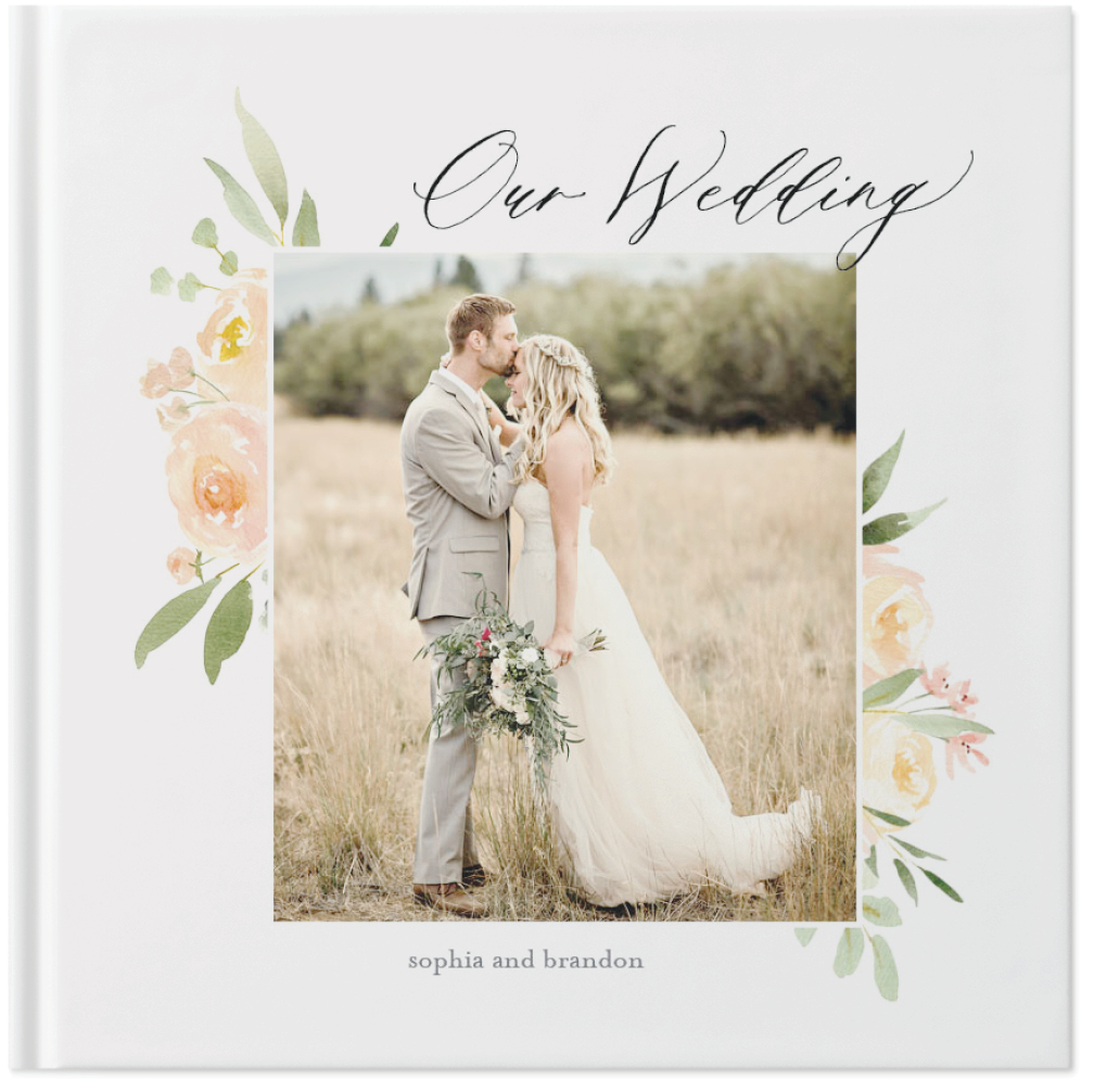 Watercolor Floral Wedding by Kim Thoa Photo Book, 8x8, Hard Cover - Glossy, PROFESSIONAL 6 COLOR PRINTING, Standard Pages