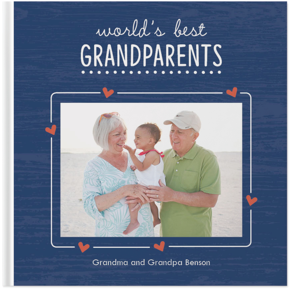 A blue book with a photo on it for grandparents