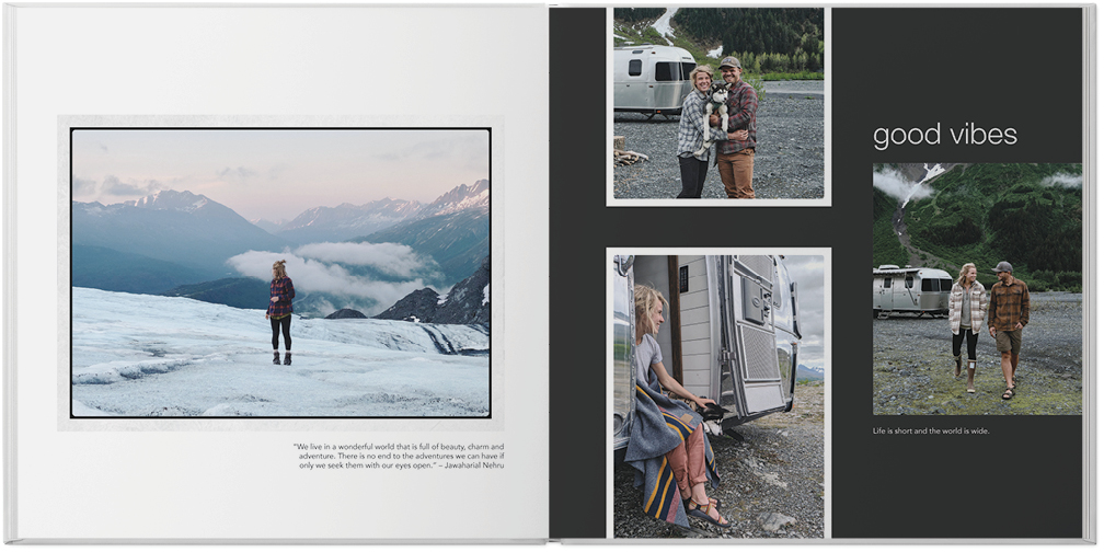 Black and White Photo Album Photo Book, 12x12, Premium Leather Cover, Deluxe Layflat