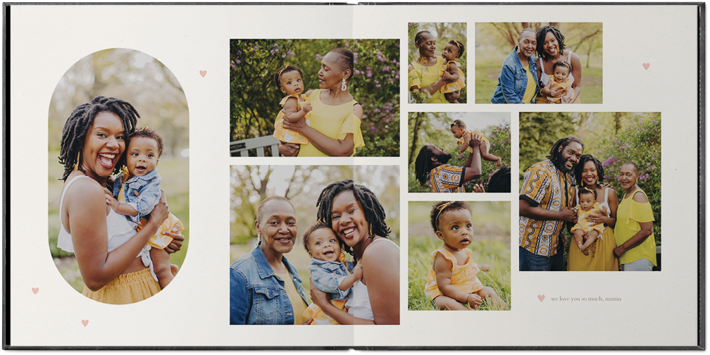 Generations of Love Photo Book, 8x8, Premium Leather Cover, PROFESSIONAL 6 COLOR PRINTING, Deluxe Layflat