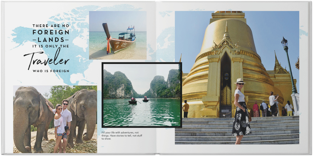 Travel Adventures Photo Book, 12x12, Premium Leather Cover, Deluxe Layflat