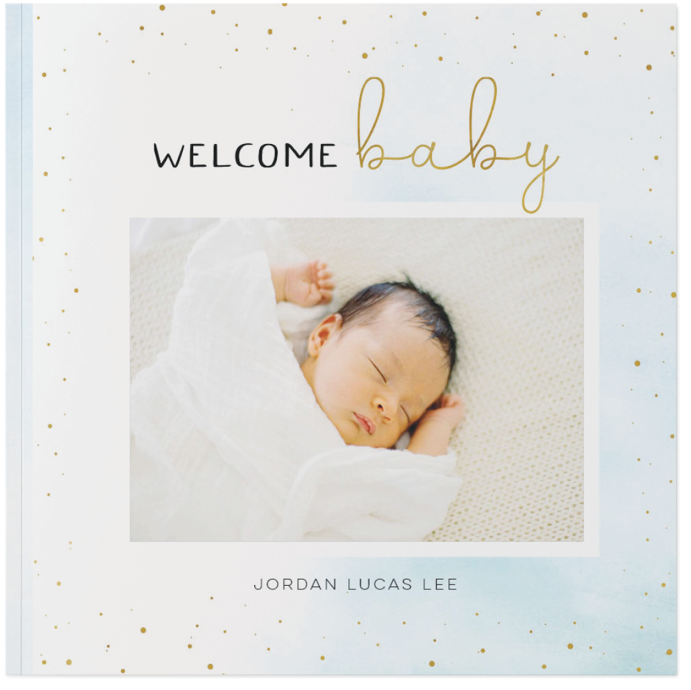 Watercolor Baby Boy Photo Book, 10x10, Soft Cover, Standard Pages