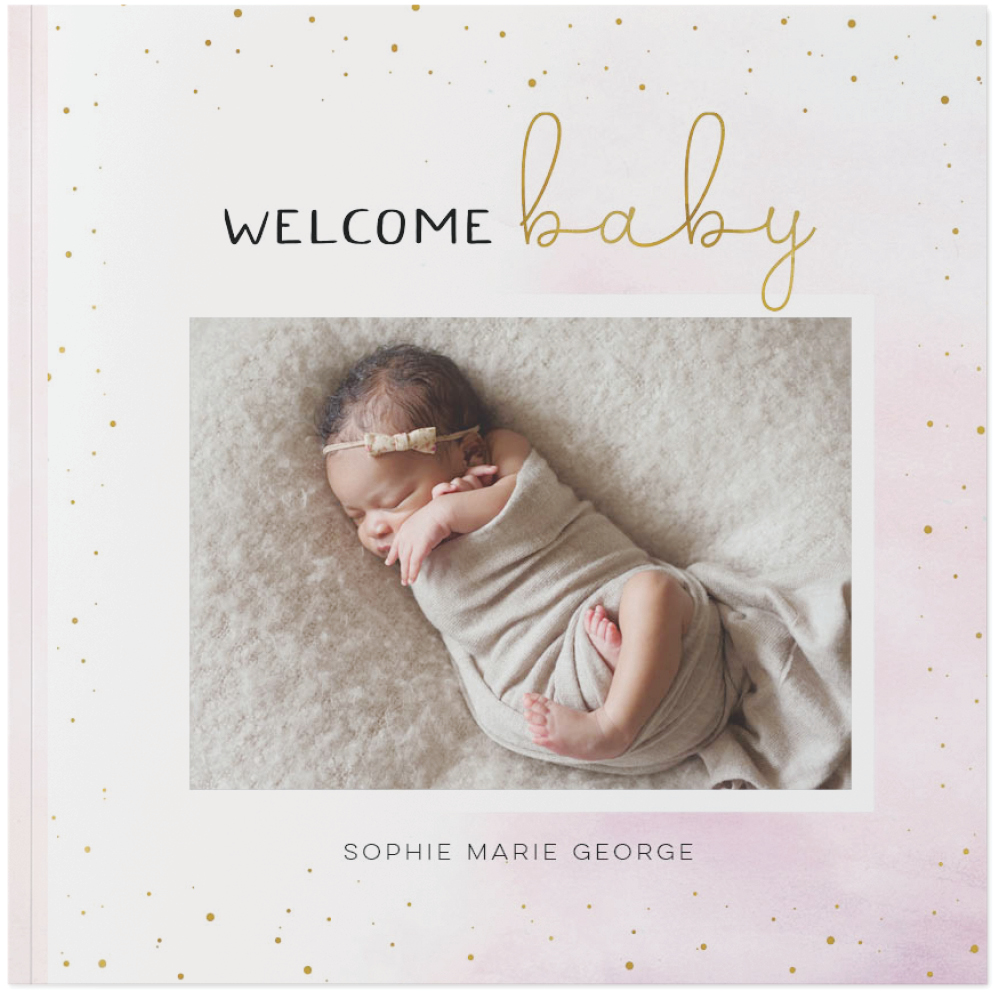 Watercolor Baby Girl Photo Book, 10x10, Soft Cover, Standard Pages