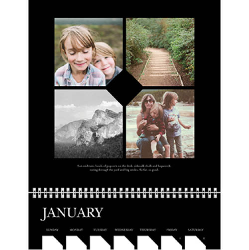 Simply Black Calendar Wall Calendar, 12x12